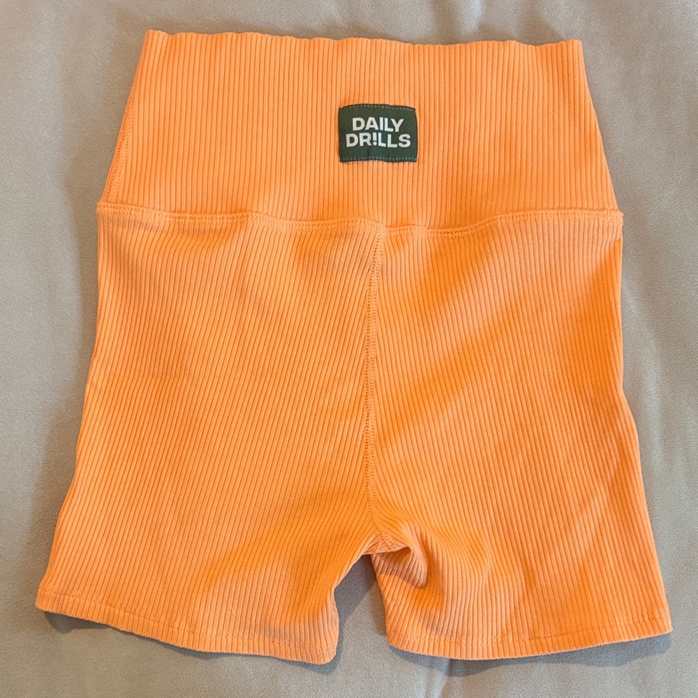 Daily Drills Orange Ribbed Bike Shorts